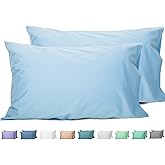 Sunflower Queen Pillowcases Set of 2, 100% Cotton Queen Pillow Cases 2, 20×30 inches Ashley Blue, Soft and Breathable
