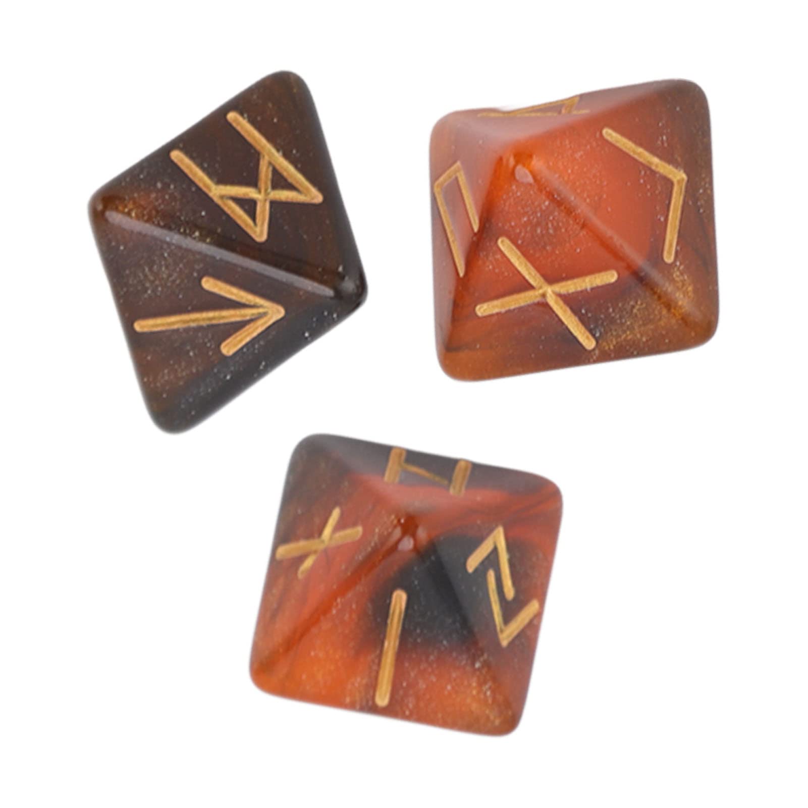 Polyhedral Dice Set, 3Pcs Rune Dice 8 Sided Mystic Star Sky Dice Vivid Colors Witcher Dice Set for Adults(Black Gold)