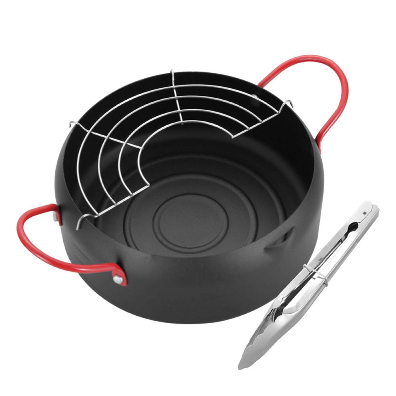 22cm Deep Fryer with Clip, Japanese Style Tempura Deep Fryer Kitchen Multifunctional Fryer Pot, Household Fryer Cooking Pot for Fried Chicken, Fish, Tempura