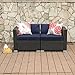 PHI VILLA Outdoor Sectional Furniture- All Weather Patio Rattan Sofa Set (2-Piece 2, Blue)