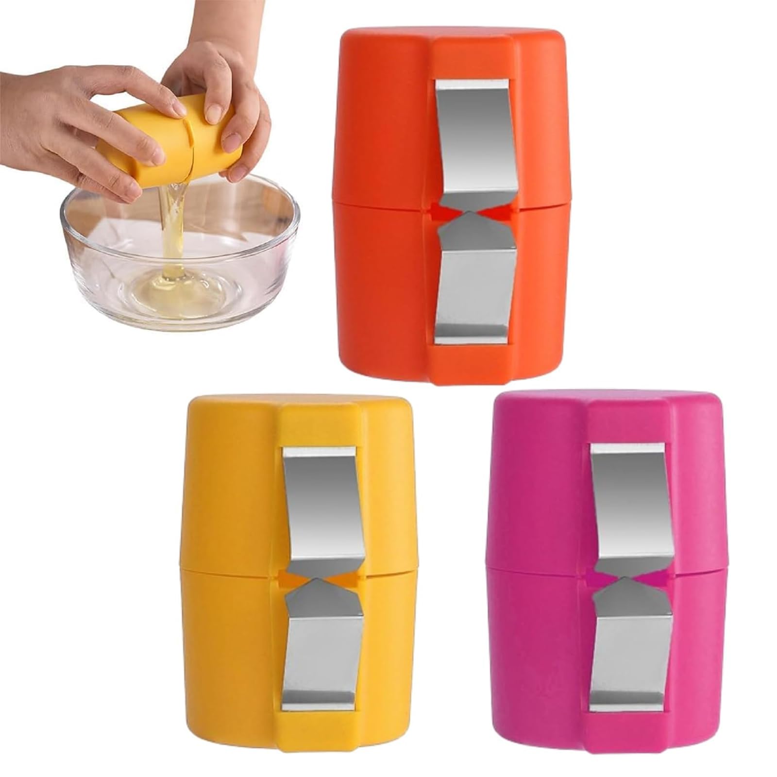 Egg Shell Opener, 3 Pcs Easy Egg Cracker, High-Efficiency Egg Opener Tool, Practical Boiled Egg Opener, Egg Breaker Tool for Egg Shell Remover (Orange, Pink, Yellow)