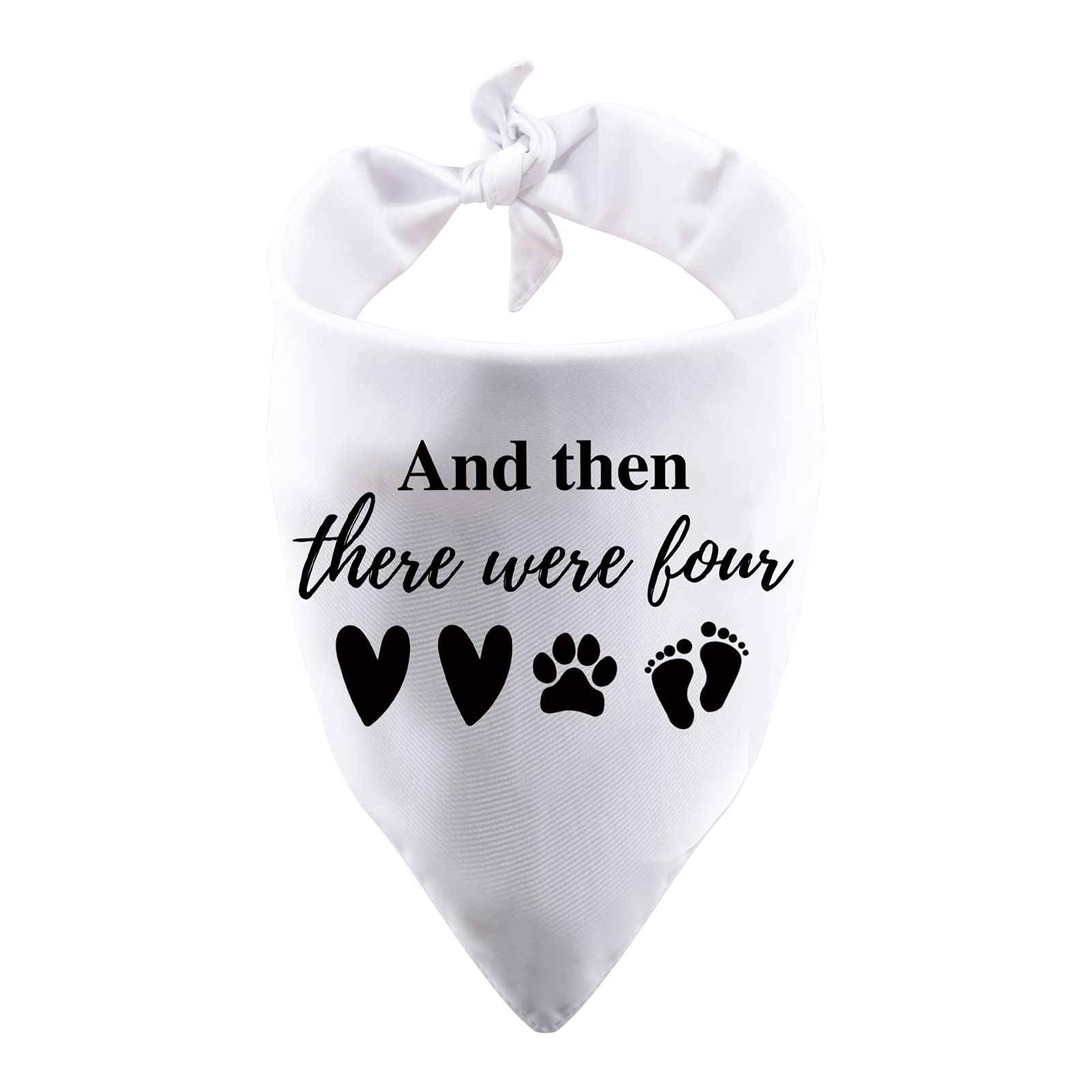1 Piece Baby Announcement Dog Bandana And Then There Were Four Dog Bandana New Baby Gift Pregnancy Gift (Were Four White)