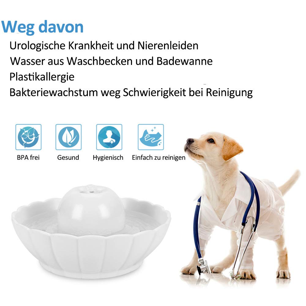 IPettie Trinkbrunnen Keramik F uuml r Katzen Hunde Haustier Automatisch