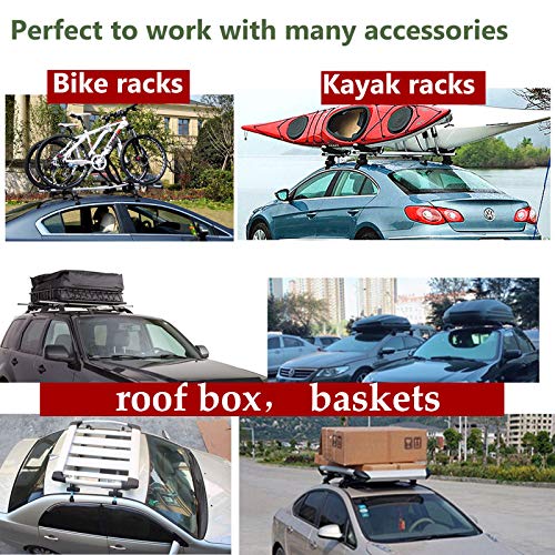ZhanGe 47'' Aluminum Universal Roof Rack Cross Bar Luggage Cargo Carrier Rail Rack Crossbars Roof Top Cargo Rack for Vehicle Without Roof Side Rail Fit 2006-2017 Volkswagen Jetta Pack of 2