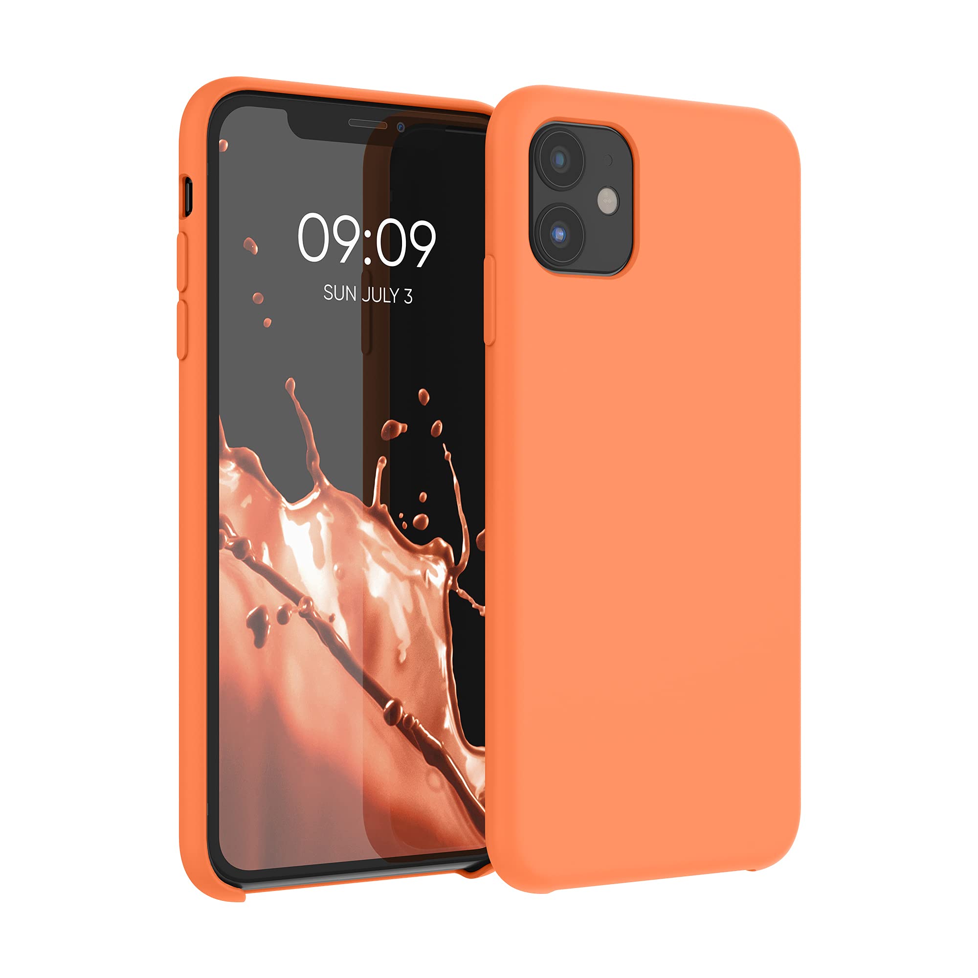 kwmobile Case for Apple iPhone 11 Case - Soft Cover - Shockproof Silicone - Wireless Charging Papaya