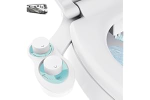 Terapaton RV Bidet for Camper Toilet, Non-Electric Toilet Sprayer Attachment with Dual Nozzles, Adjustable Pressure, Front/Rear/Self Cleaning, Upgrade for Trailer, Motorhome, RV Bathroom (White Knob)