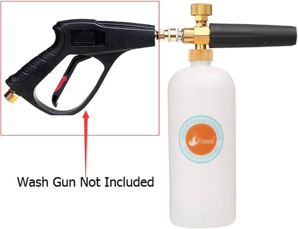 Foseal Snow Foam Lance Jet Wash Pressure Car Washer Foam Cannon 1L Bottle Adjustable Thick/Watery Soap Foam, with 1/4" Quick Release Foam Blaster for Washer Gun, Heavy Duty Brass Knob: Automotive