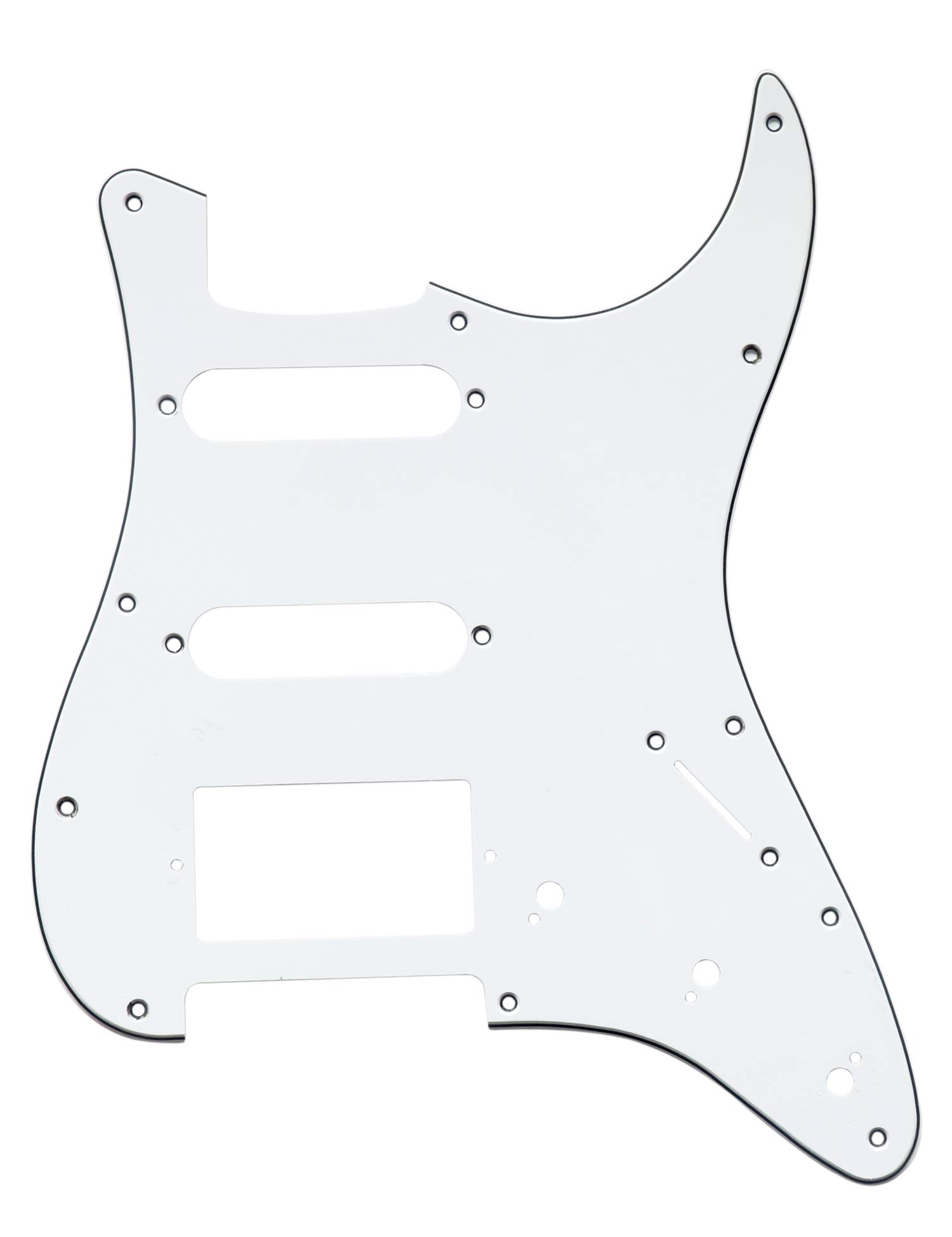 Metallor Electric Guitar Pickguard 3 Ply 11 holes 2 Single Pickup 1 Humbucker Pickup SSH Compatible with Strat Style Modern Guitar Parts Replacement White.
