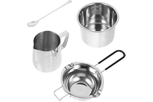 COHEALI Stainless Steel Wax Melting Pot Set with Long Handle Practical Double Boiler for Butter Chocolate and Beeswax Portabl