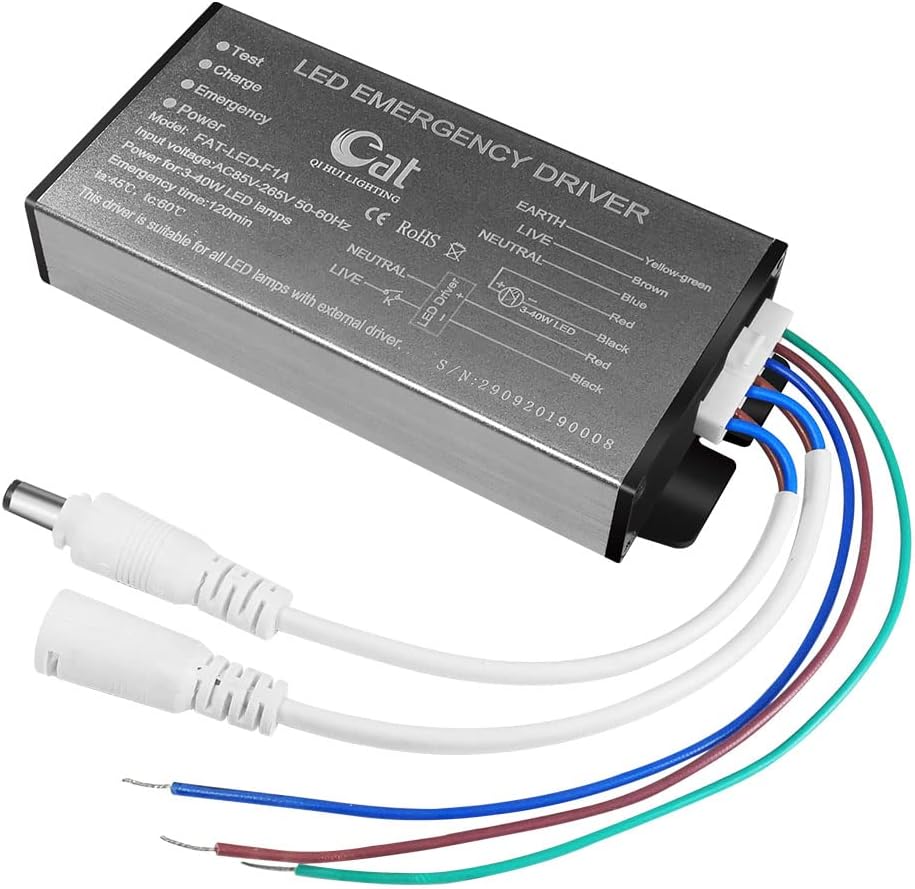 Cat Qihui Lighting 3-60W LED Emergency Driver Kit AC85-265V CE RoHS 133x55x21mm