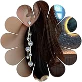 Erimberate Bohemian Crystal Pearl Drop Earrings Long Pearl Tassel Earrings Retro Cluster Pearl Dangle Earrings Gold Cz Stud Earrings Jewelry for Women Gifts