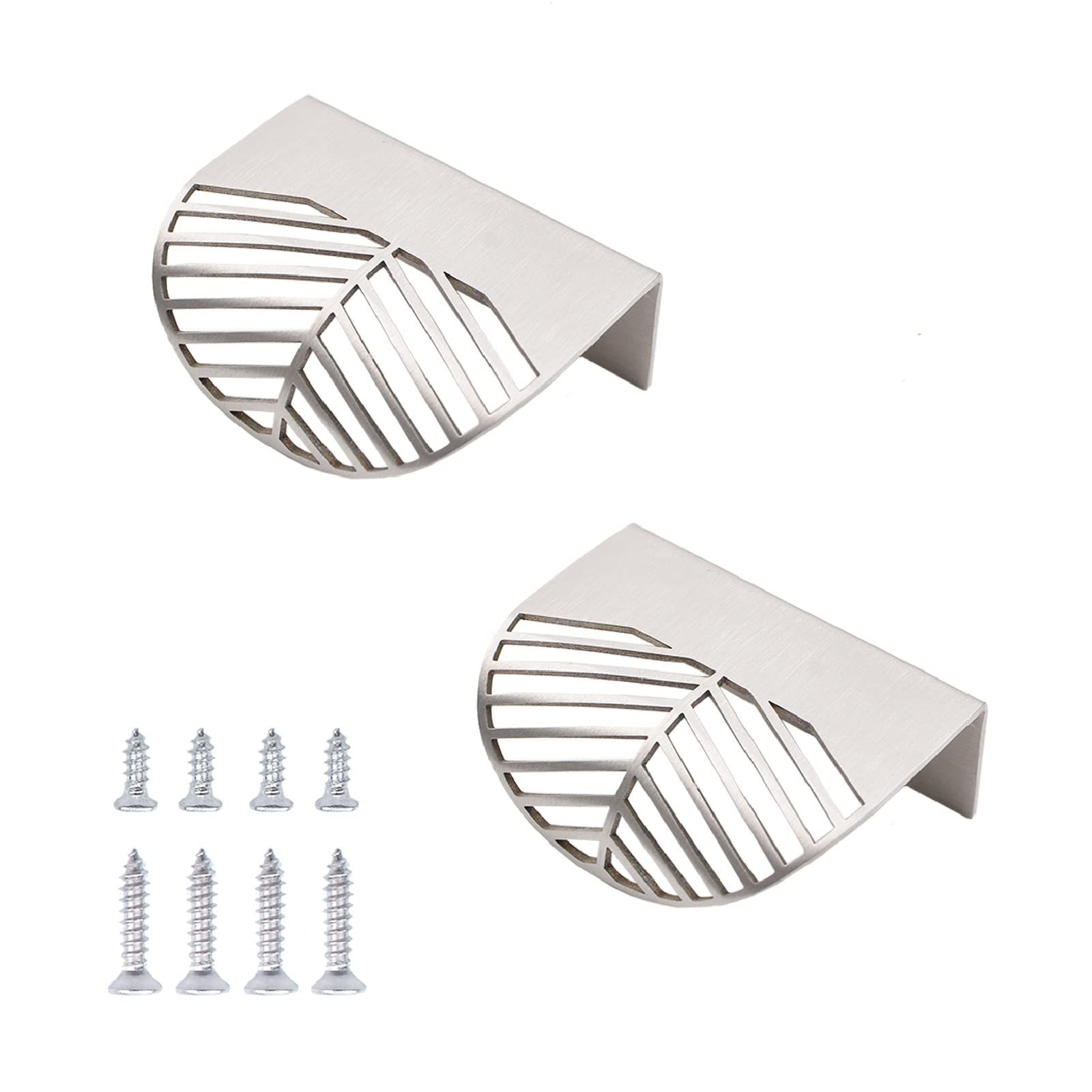 MOROBOR Stainless Steel Finger Edge Pull, 2pcs Leaf Shaped Cabinet Handles, Decorative Furniture Handles with Mounting Screws for Cupboard Cabinet Wardrobe Drawer (Silver) — image 1