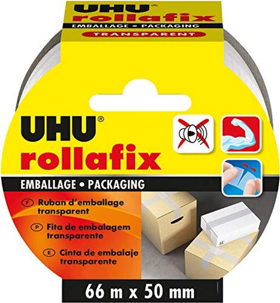 UHU Rollafix Packaging Tape Transparent 66 m x 50 mm