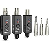 A11 Wireless XLR Transmitter and Receiver 2.4GHz, Wireless Microphone System for Dynamic Microphones, Audio Mixer, PA System, 100ft Range, Ultra-Low Latency, Rechargeable Battery (A11-2(2TX+1RX))