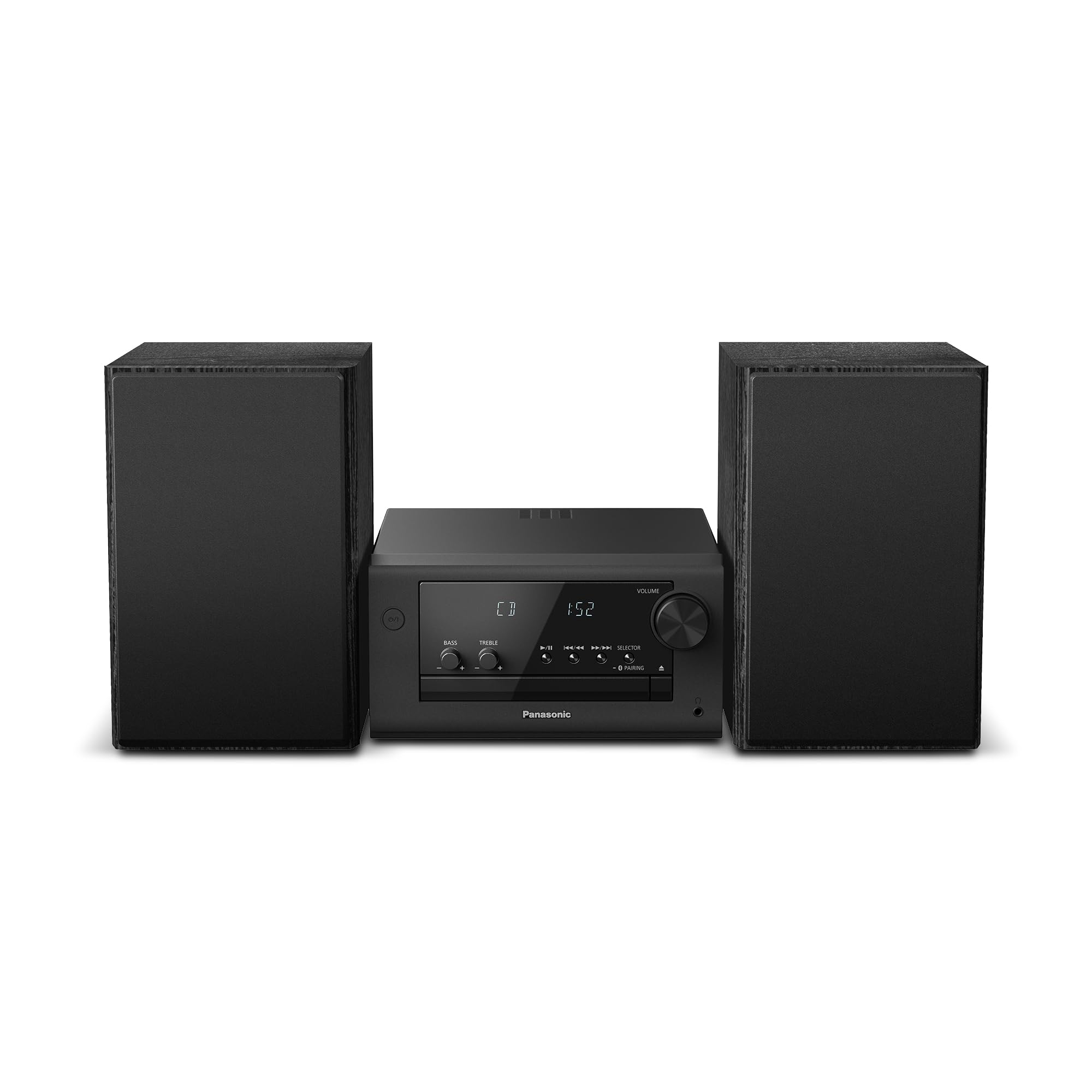 Panasonic SC-PM704EG-K Kompaktes Micro HiFi Stereosystem mit CD, DAB+/FM Radio, USB und Bluetooth, 80W Lautsprechern, Bassregelung, Schwarz