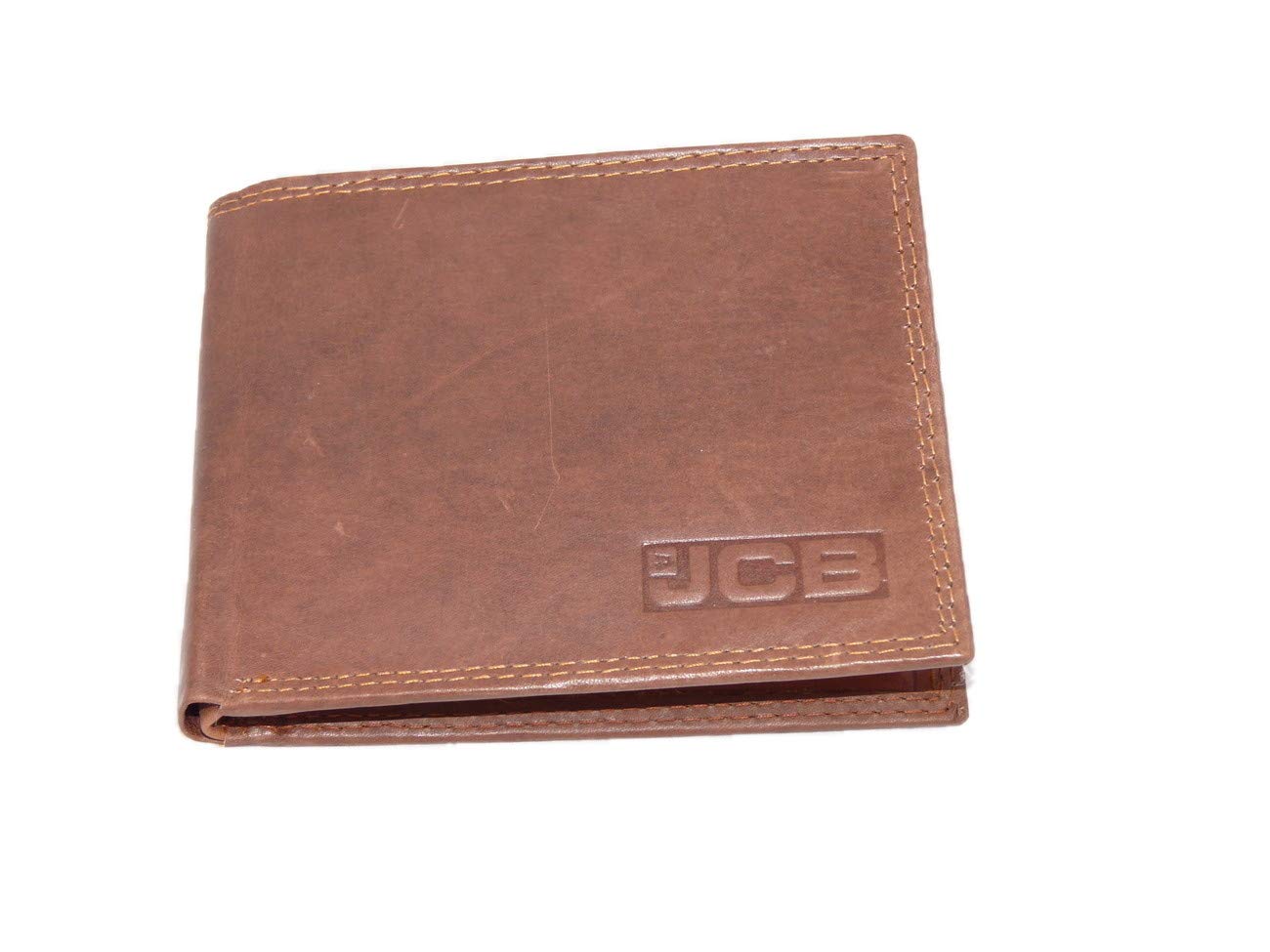 JCB Leather Mens RFID Boxed Trifold Wallet (Tan)