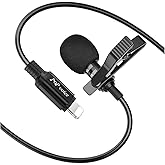 PoP voice Microphone Professional for iPhone Lavalier Lapel Omnidirectional Microphone for iPad, iPod, Condenser Mic for iPhone Audio & Video Recording, YouTube, Interview, Podcast, Vlogging(6.6 Feet)