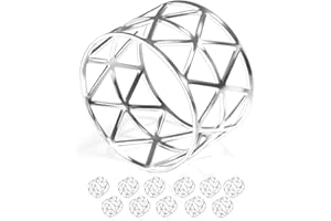 URWOOW 12 Pack Napkin Rings Holders Silver Color Hollow Design Décor Dinner Party Wedding Christmas Gathering (Silver)