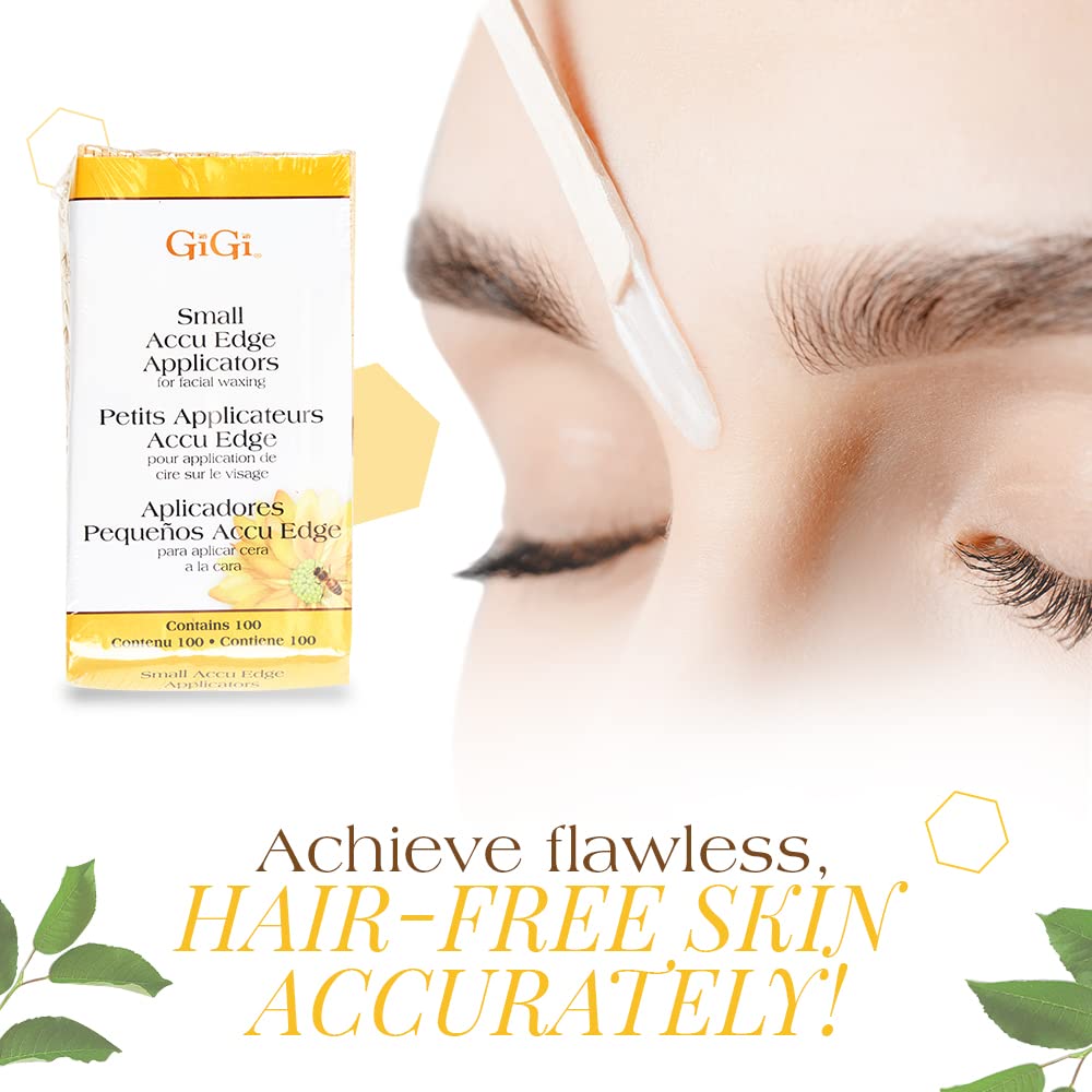 GiGi Accu Edge Wax Sticks for Hair Removal – Small, Wax Applicator Sticks, Wooden Waxing Stick for Upper Lip & Eyebrows, 100 ct