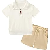 Weixinbuy Toddler Baby Boy Clothes Summer Outfits Solid Short Sleeve Sweatshirt and Shorts Set Zip Shirt+Shorts Sets 1-6T
