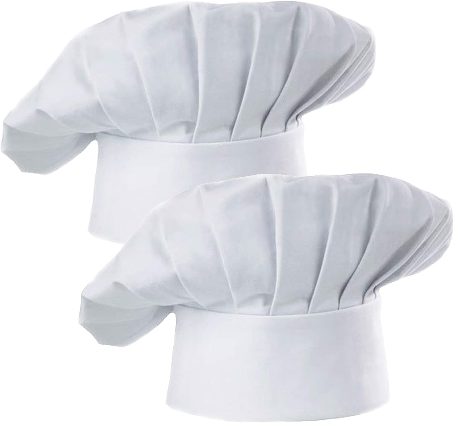 Hyzrz Chef Hat Set of 2 Pack Adult Adjustable Elastic Baker Kitchen Cooking Chef Cap, White: Clothing