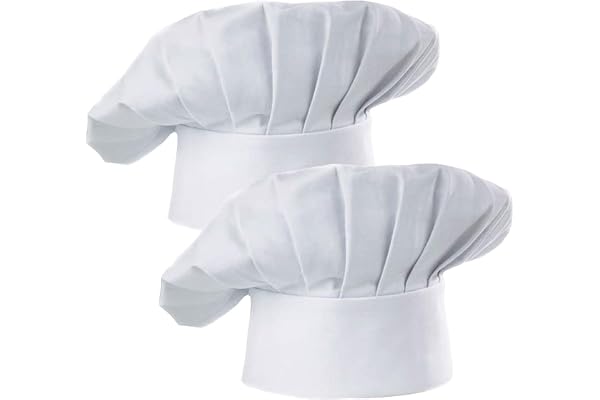 Hyzrz Chef Hat Set of 2 Pack Adult Adjustable Elastic Baker Kitchen Cooking Chef Cap
