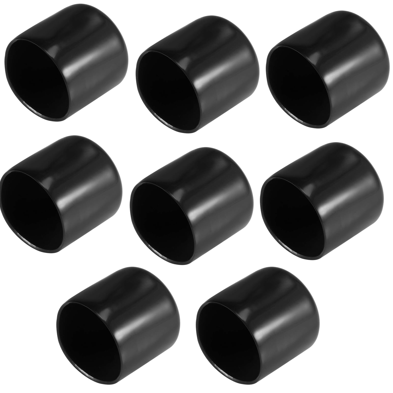 TA-VIGOR 8Pcs Rubber End Caps, 45mm ID Round Flexible Screw End Caps Thread Protectors, Black Vinyl Bolt Covers Rubber Covers for Screws, Tubes, Cables, Wires, etc