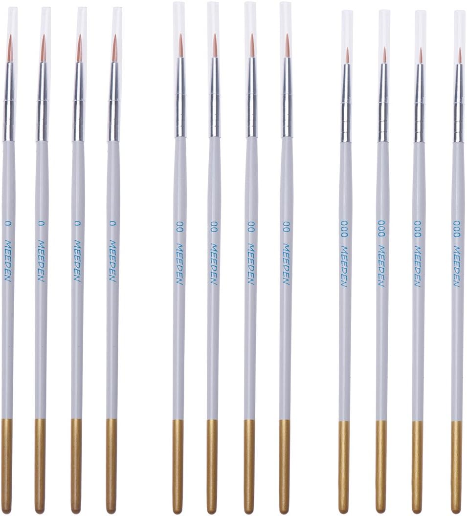 MEEDEN Detail Paint Brush Set 12 Miniature Art Brushes for Fine