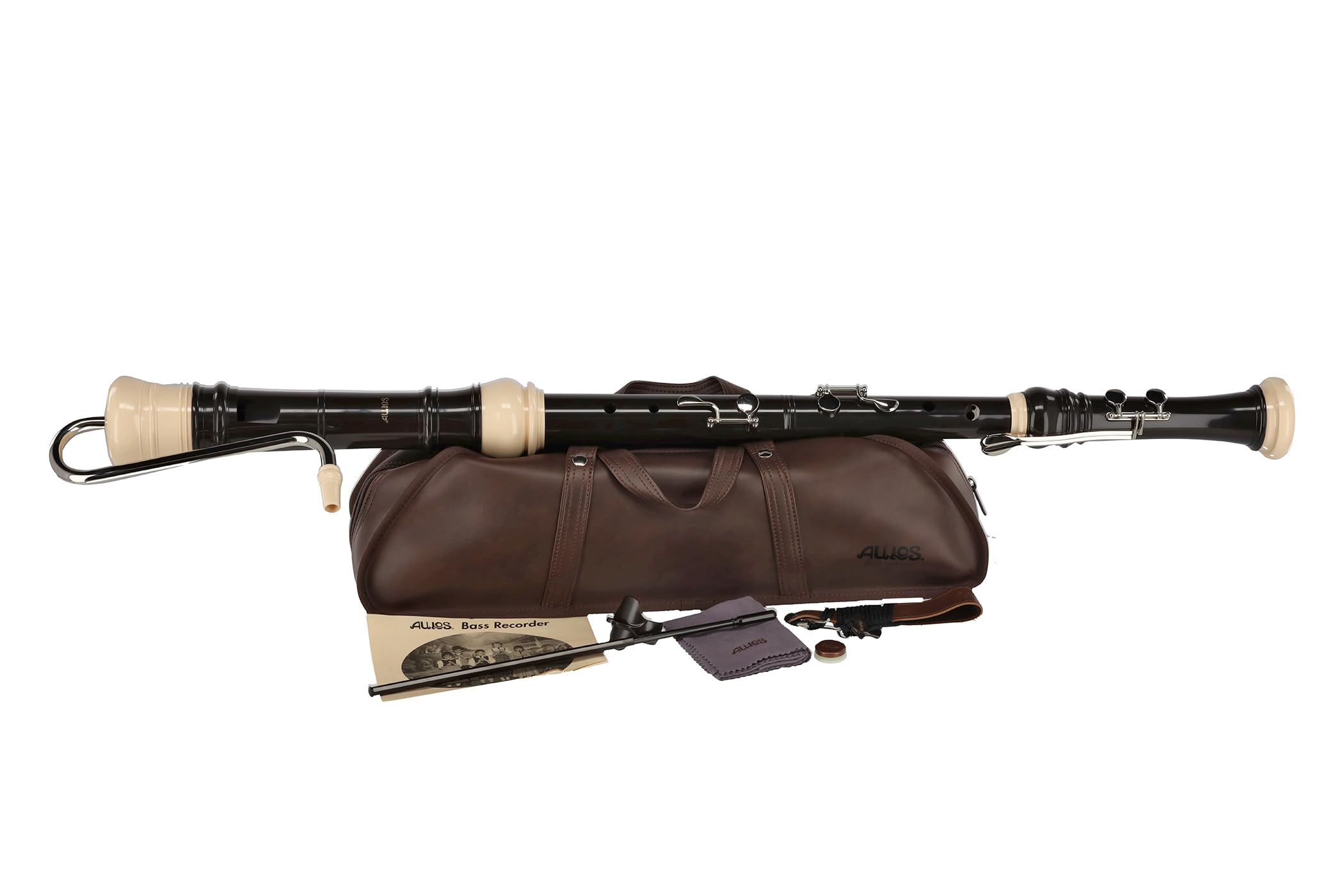 Aulos F-Bass Recorder Symphony 533B, flute (baroque fingering, complete with bag, carrying cord, grease box and fingering chart, synthetic resin), dark brown — image 1