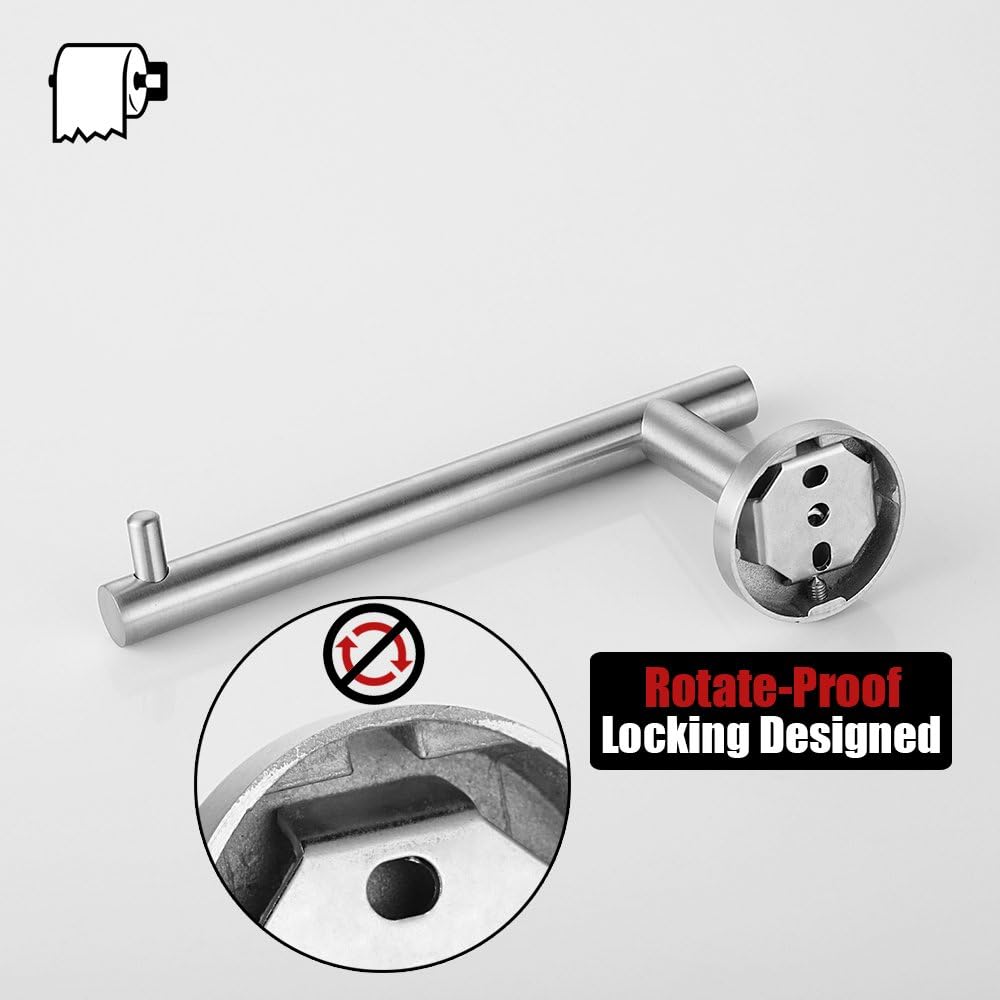 JQK Toilet Paper Holder, 5 Inch 304 Stainless Steel Tissue Paper Dispenser for Bathroom, Hold Mega Rolls, Brushed Nickel Wall Mount - - 