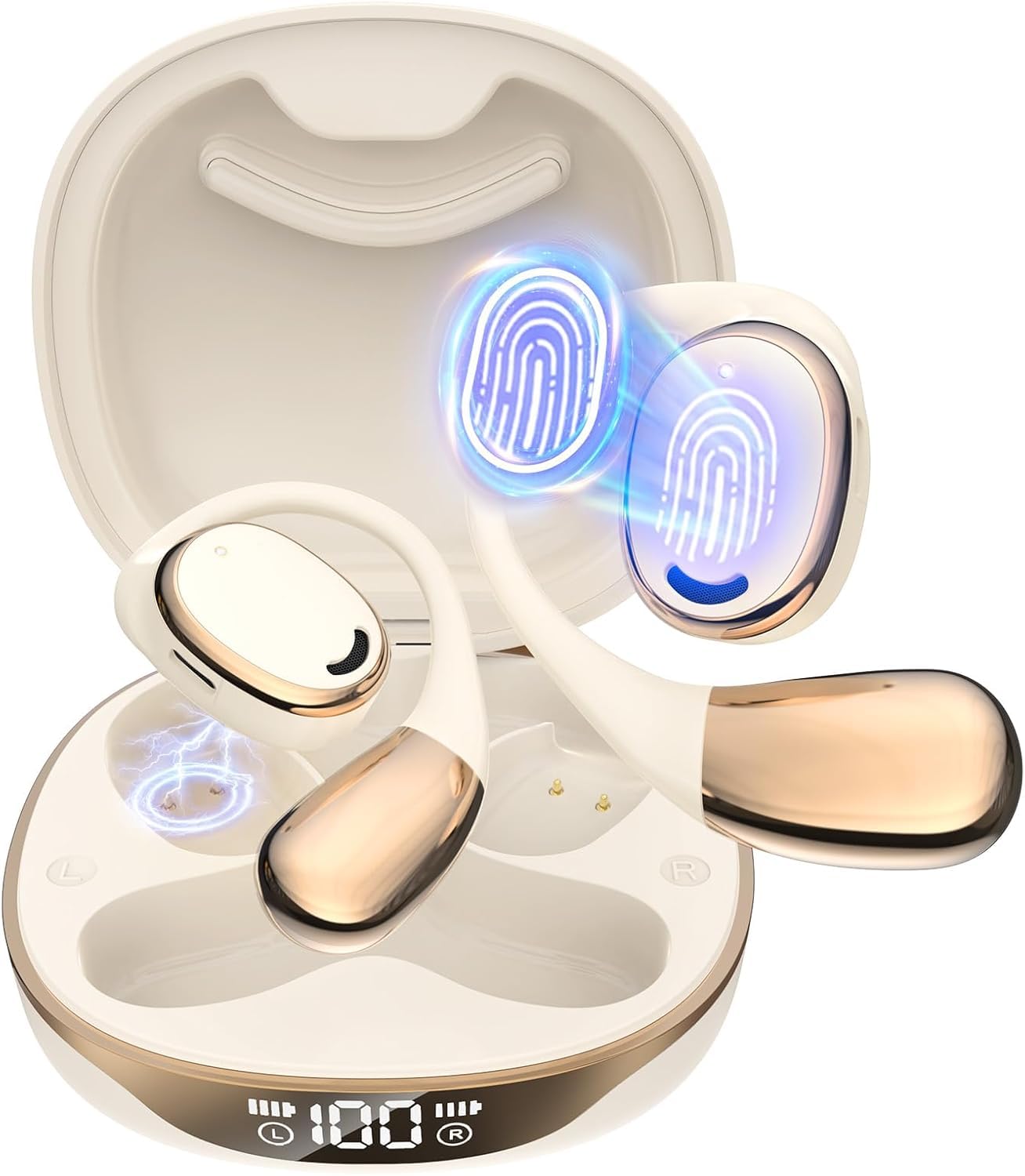 Translation Earbuds Real Time, Ai Translator Earbuds, Earpiece Earbud Translator, Language Translating Earbuds Translation Wireless Bluetooth Earphones Translation Headphones With Program (M70 Beige)