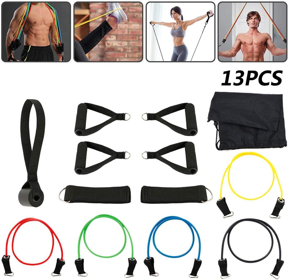 Jetcloud Exercise Resistance Bands Set, Fitness Resistance Bands Set with 5 Tubes,Handles,Foot Ring,Security Door and Storage Bag for Women Men Gym Yoga Training