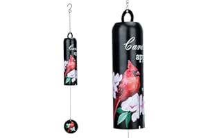 Taman Cardinal Wind Chime - Metal Wind Bell Deep Tone Serenity Mobile Memorial Sympathy Gift for Home, Outdoor, Yard, Patio,Garden Decor，28" Black