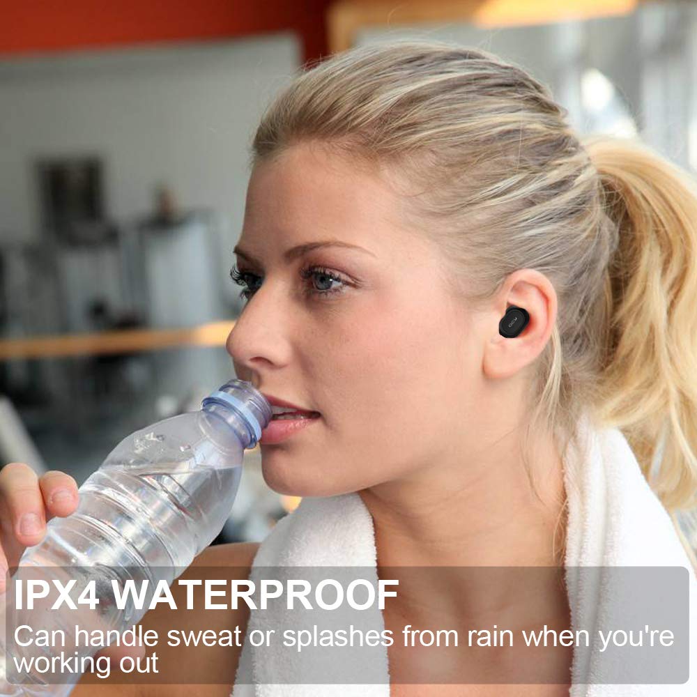 Wireless Earbuds, Tepoinn QCY Bluetooth 5.0 3D Stereo Sound True Wireless Earphones with Built-in Mic, Instant Pairing Noise Cancelling Headphones with Portable Charging Case for iPhone Android