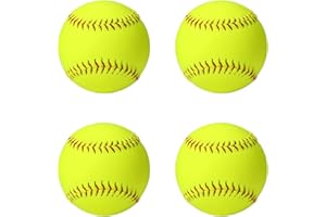 LByng Sports Practice Softballs Slow Pitch Official Size and Weight Softballs, Unmarked Leather Covered Training Ball for Games, Practice and Training