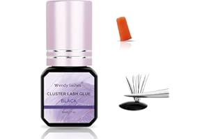 WENDY LASHES Lash Glue Cluster Eyelash Glue Black Sensitive Lash Glue Fast Drying Waterproof Lash Glue Individual Lash Glue Long Lasting DIY Lash Extension Glue Strong Hold Eyelash Glue for Lash Extensions(5ML)