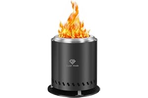 PY SUPER MODE Tabletop Fire Pit with Stand 10.2 x 8.7 in, Smokeless Firepit Camping Outdoor Table Top Firepit for Urban & Suburbs with Portable Travel Bag, Fueled by Pellets or Wood, Stainless Steel