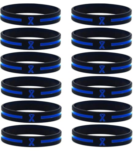 7*7様 REHAB VARIETY PACK Rubber bracelet Amazon.com : (12-Pack) Blue Awareness Ribbon Bracelets