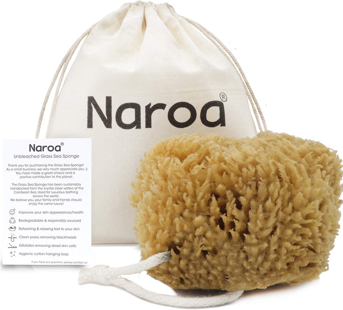 NAROA Natural Exfoliating Loofah Sea Sponges for Bath & Shower, Shades of Brown