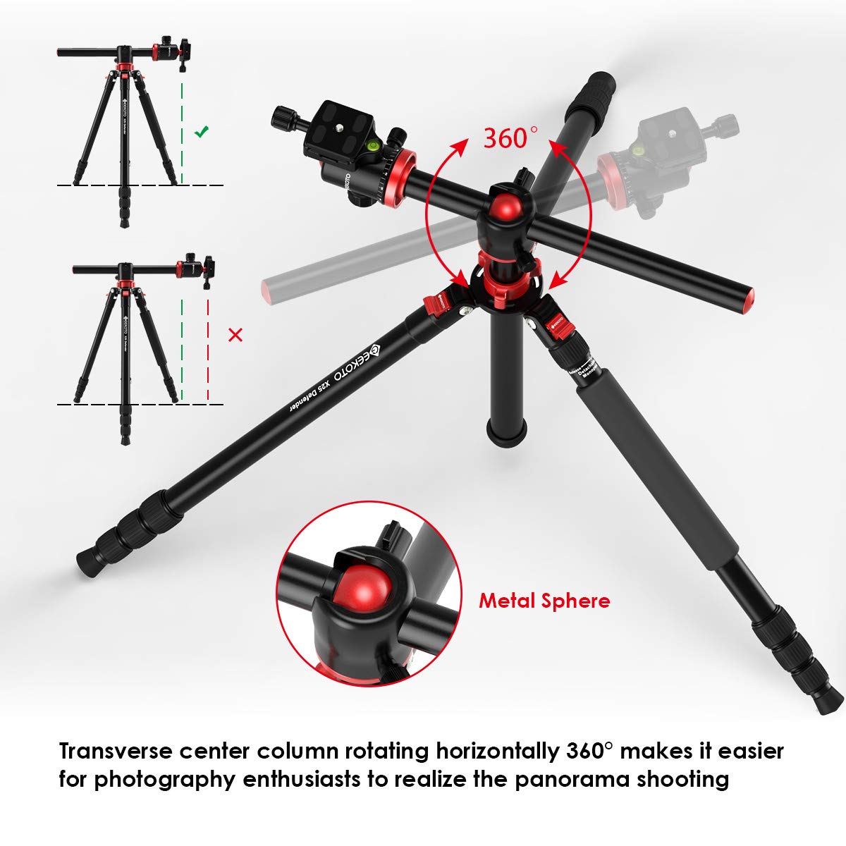 Geekoto Tripod, Camera Tripod for DSLR, Compact 75