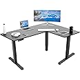 VIVO Electric Corner L-Shaped 63 x 47 in Standing Desk, Memory Height Adjustment, Black Top Black Frame, DESK-E3CTB-47