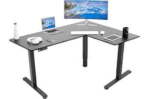 VIVO Electric Height Adjustable 63 x 47 inch Corner Stand Up Desk, Black Table Top, Black Frame, L-Shaped Standing Workstation, 3CT Series, DESK-E3CTB-47