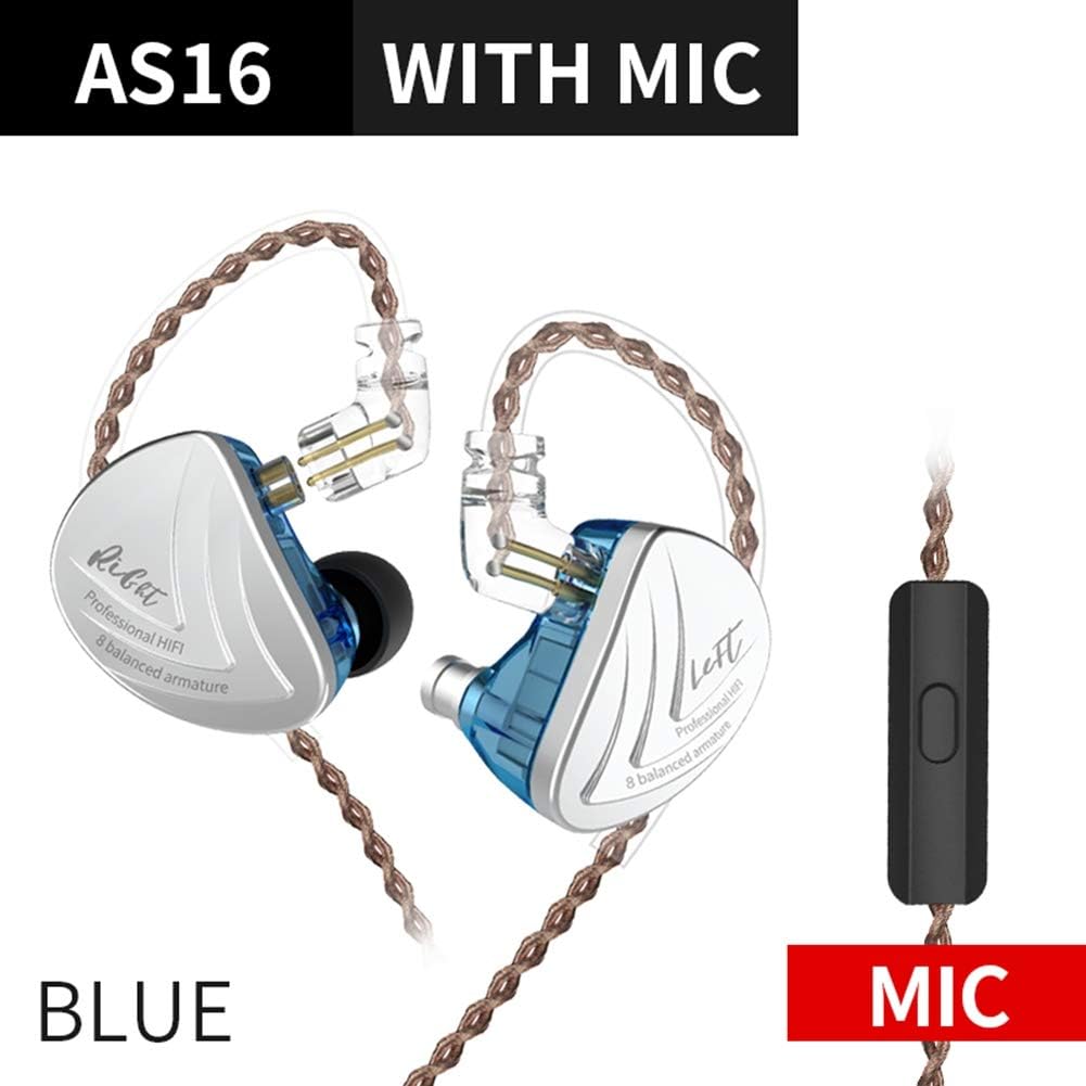 KINHOO KZ AS16 Headphones Balanced Armature Ultra HD Noise Reduction HiFi Headsets Call Microphone Headsets