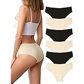 Bolivelan 6 Pack Seamless Hipster Underwear No Show Bikini Panties Silky Invisibles Briefs