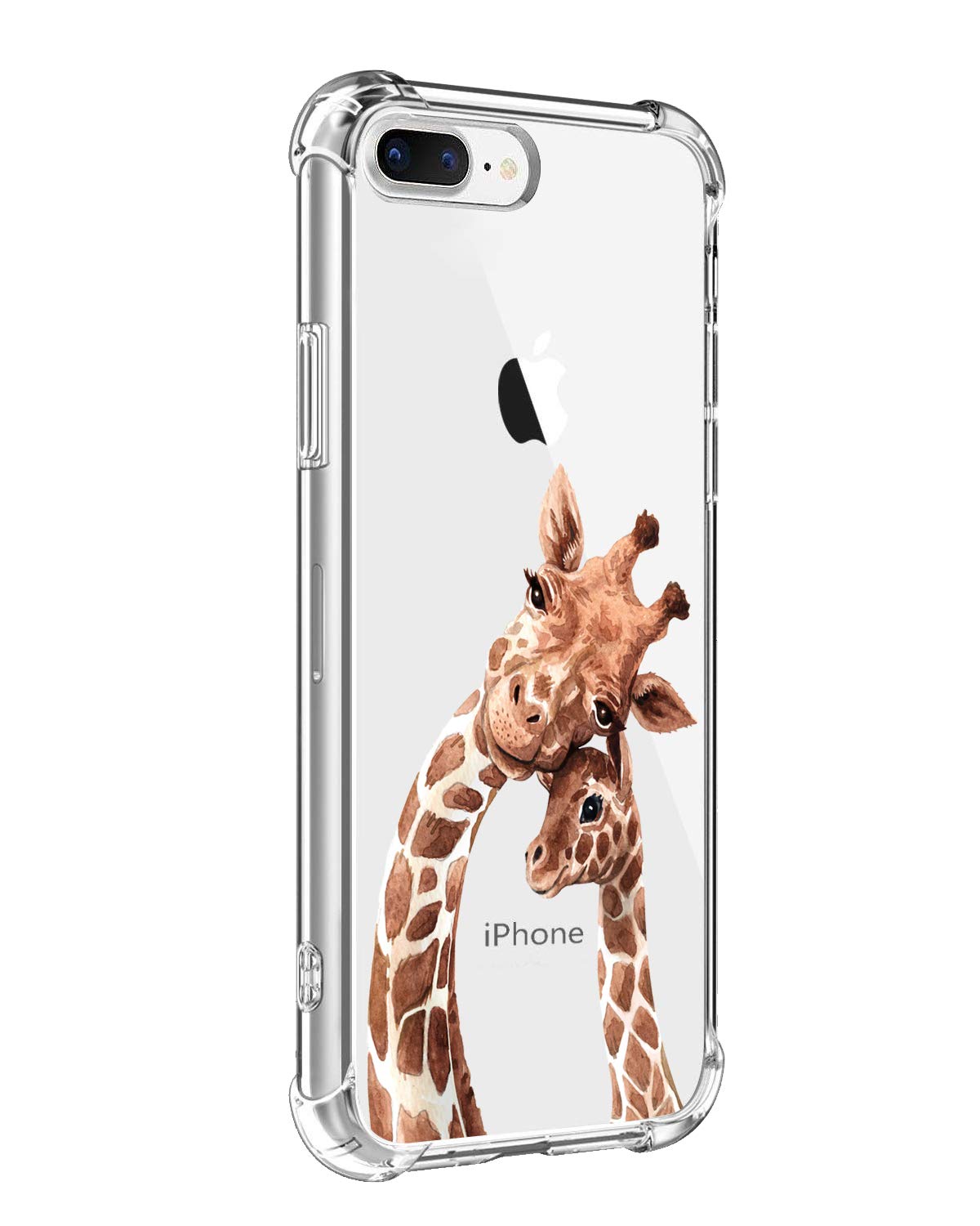 RicHyun Girly Case for iPhone 8 Plus/iPhone 7 Plus, Cute Giraffe with Baby Pattern Print Soft Flexible TPU Bumper Case for iPhone 8 Plus/iPhone 7 Plus