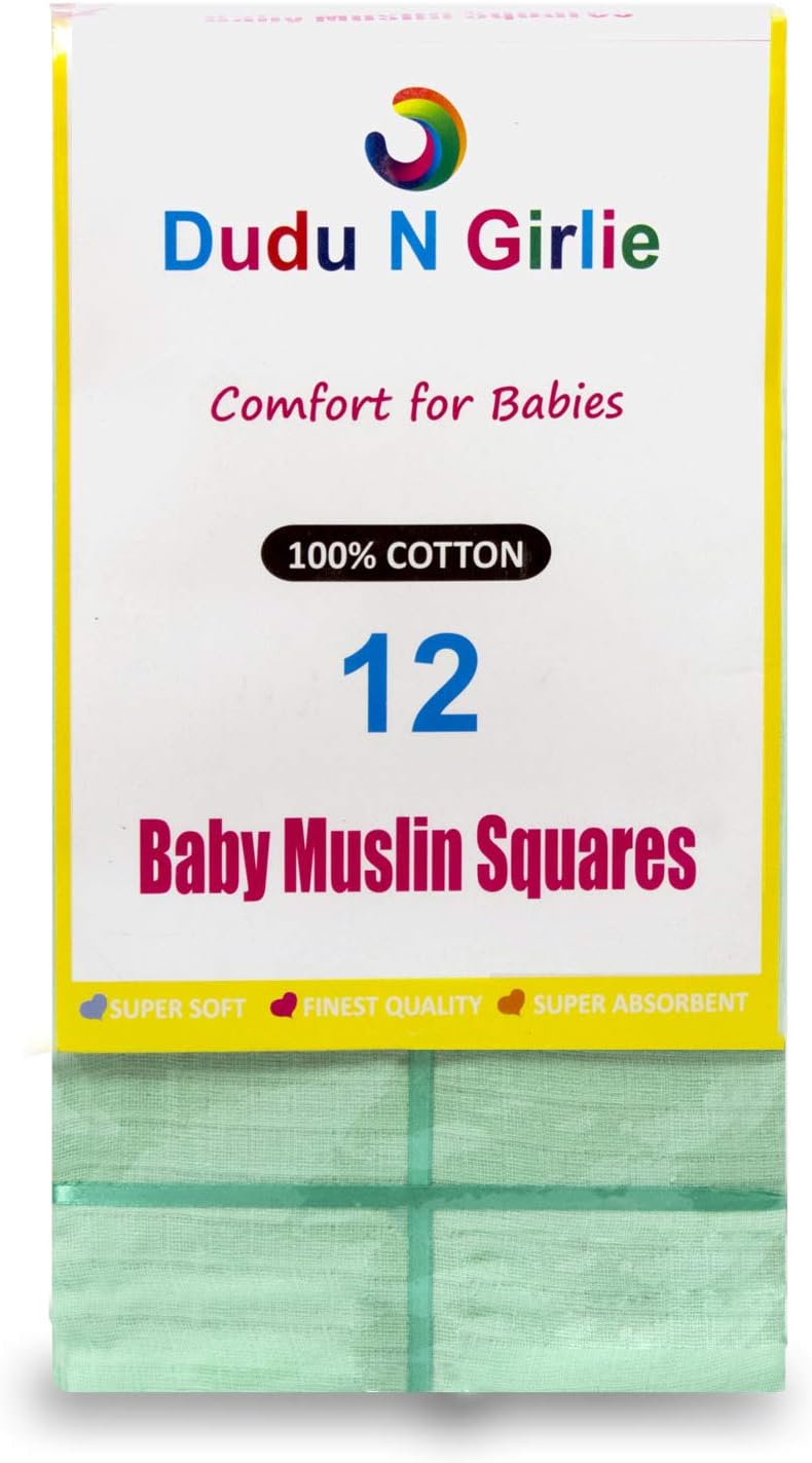 12 x PREMIUM QUALITY BABY MUSLIN SQUARES 100% COTTON, 70 X 70 CM approx, SUPERSOFT , MADE IN EU (MINT) (Packing May Vary) - Image 3