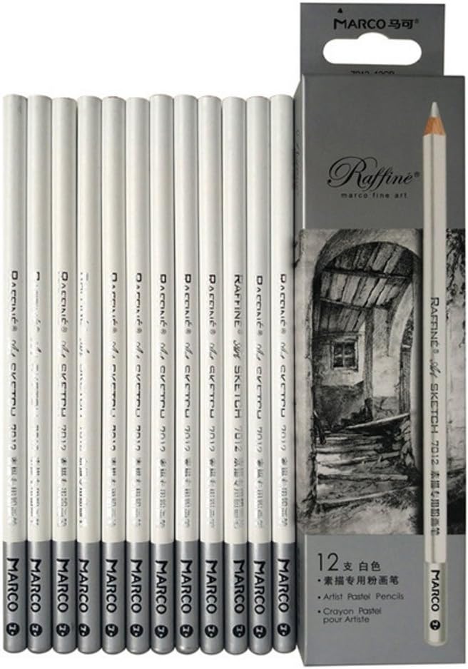 White pencils drawing pencils set Sketch Pencils 12pcs White Pencils Non-toxic Drawing Pencils Tools Set for Fine Art Supplies