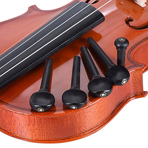 3/4 Size Ebony Wood Violin Fiddle Tuning Pegs Endpin Set Replacement Black - Thumbnail 7