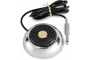 AUTDOR Tattoo Pedal Switch, BoChang Round Gem Pro Stainless Steel Tattoo Foot Pedal Switch 360 Degree Switch w/ 5 ft. Power Cord Controller for Tattoo Machine Power Supply, Tattoo Supplies, Tattoo Kits