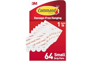 Command Indoor Small Replacement Strips, 64 Strips, Damage-Free Wall Hanging, Re-Hang Small Hooks for Home and Wall Decor, Ho